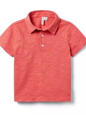 Janie and Jack Relaxex Red Cotton Slub Knit Polo Sz 10 Boys Premium Preppy
